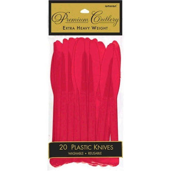 Couteaux De Plastique Premium (20) - Rouge - Party Shop