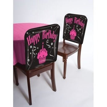 Couvre - Chaise Happy Birthday Noir Et Rose Party Shop