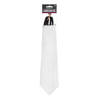 Cravate De Gangster Blanc 29Po - Party Shop