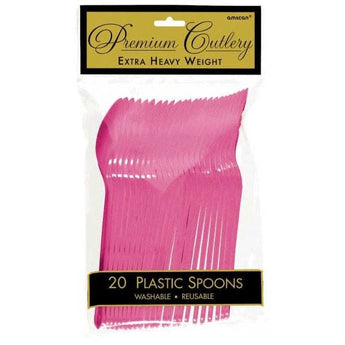 Cuillières De Plastique Premium - Rose Foncé Party Shop