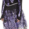 Dark Señorita costume for adult women – black and amethyst gothic dress with skeleton floral print and headpiece – perfect for Halloween - FunWorld - Party Shop