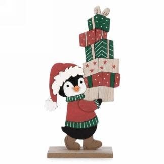 Decoration En Bois - Pingouin De Noel Party Shop