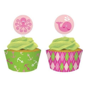 Decorations Pour Petits Gateaux Baleines Roses (12) Party Shop