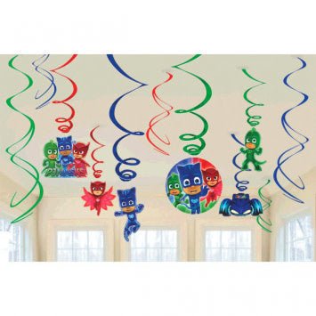 Amscan - Décorations Spiralées Suspendues (6) - Pyjamasques (Pjmasks) - Party Shop