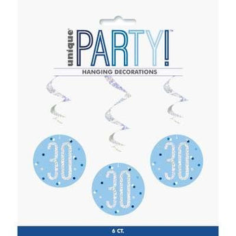 Décorations Suspendues Bleu (6) - 30 Ans Party Shop