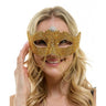 KBW Global - Demi-masque en strass or avec chaînes - Party Shop