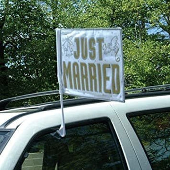 Drapeau Pour Voiture Just Married - Mariage Party Shop