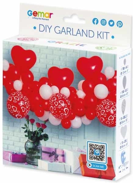 Emsemble De Guirlande Organique 3M (Coeurs Rouge) Party Shop