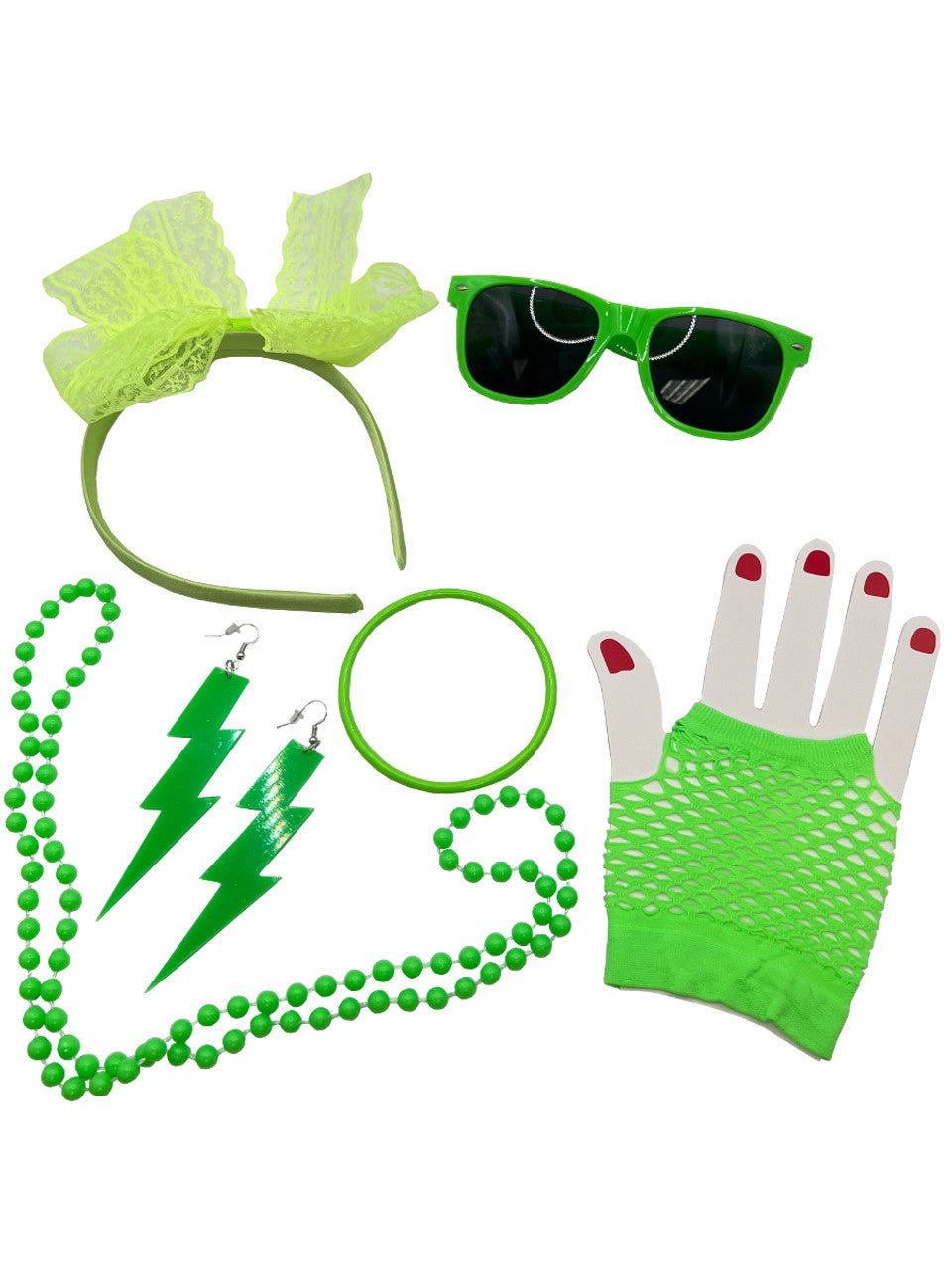 Ensemble Accessoires Année 80 Vert Party Shop