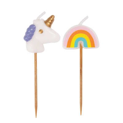 Ensemble De Chandelles (6) - Licorne Et Arc - En - Ciel Party Shop