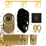 Santex - Ensemble de Décorations de Fête - Noir et Or - 80 ans STD - Party Shop