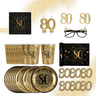Santex - Ensemble de Décorations de Fête - Noir et Or - 80 ans - Party Shop