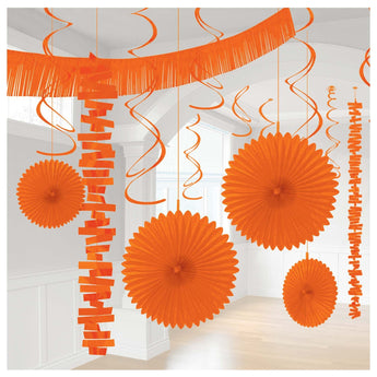 Ensemble De Décorations En Papier & Métallique - Orange Party Shop