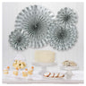 Amscan - Éventails En Papier Et Brillants  (4) - Argent - Party Shop