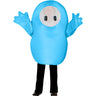 Child wearing official Fall Guys blue costume – includes tunic and support ring, fits up to size 14, perfect for Halloween or gaming-themed parties- Inspirit - Party Shop