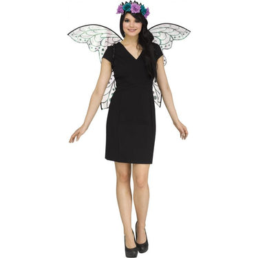 Fantasy fairy sparkle wings in black and purple – adult costume accessory for Halloween or cosplay. - Party Shop - Funworld
