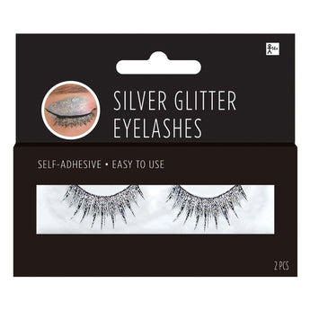 Faux Cils Argent Avec Paillettes - Party Shop