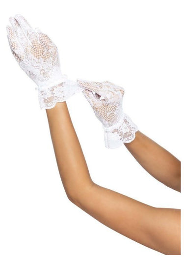 Leg Avenue - Gants Court En Dentelle Motifs Floral - Party Shop
