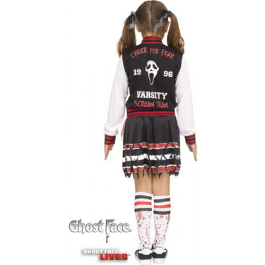 Official Ghost Face® cheerleader costume for girls – includes dress, socks, and pom-poms – perfect for spooky Halloween fun - FunWorld - Party Shop