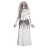 Ghostly Bride costume for girls – long white and grey haunted wedding gown with floral veil – perfect for spooky Halloween or gothic events - Funworld - Party Shop