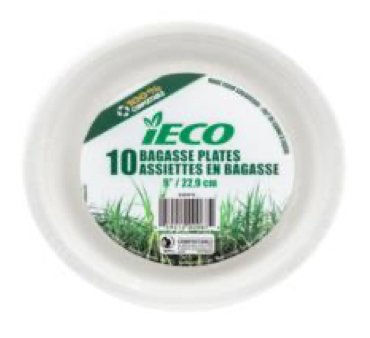 Ieco Assiettes 9Po (10) En Bagasse Compostable Party Shop