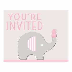 Invitations (8) - Éléphant Rose Party Shop