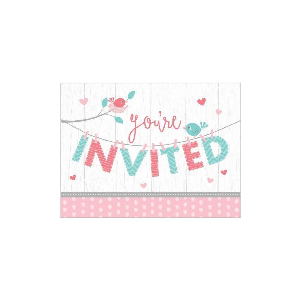 Invitations (8) - Oisillons Roses Party Shop