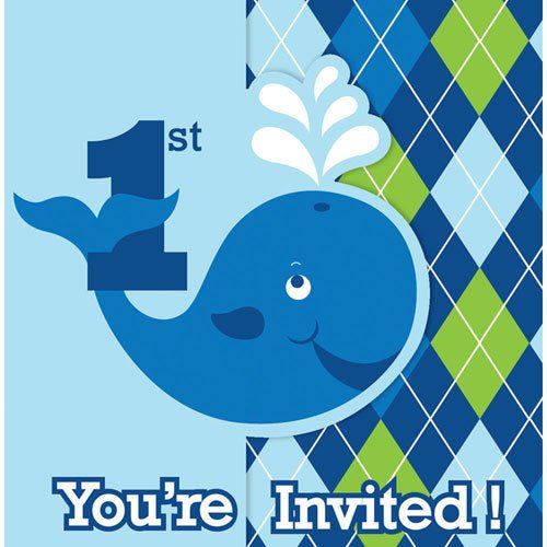 Invitations Baleines Bleues (8) Party Shop