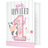 Creative Converting - Carte d'Invitation Rose- Fête À La Ferme 1 An - Party Shop