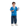 Kids nurse doctor costume with lab coat, pants, stethoscope, ID card, medical file and syringe. Realistic medical outfit for Halloween. MOM - Party Shop
