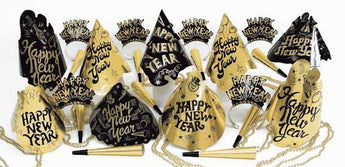 Kit De Party - Happy New Year Or Et Noir - 10 Personnes Party Shop