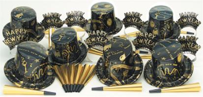 Kit De Party - Happy New Year Or Et Noir - 10 PersonnesParty Shop