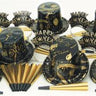 SKS - Kit De Party - Happy New Year Or Et Noir - 10 Personnes - Party Shop
