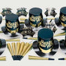 SKS - Kit De Party - Happy New Year Or Et Noir - 10 Personnes - Party Shop