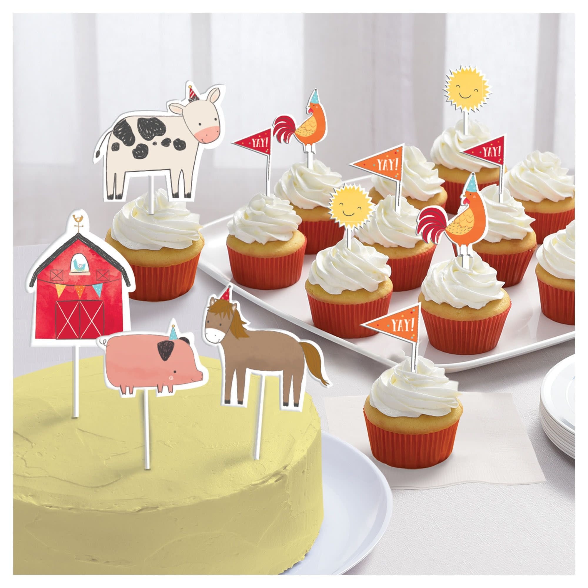 Kit Decoration Gateau (12)- Animaux De La Ferme - Party Shop