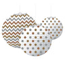 Amscan - Lanternes De Papier 12", 10", 8" (3) - Imprimé Métallique - Party Shop