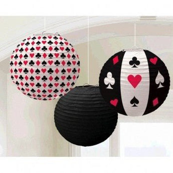 Lanternes De Papier Rondes 9.5" Casino (3) - Party Shop