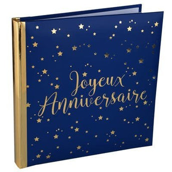 Livre D'Or Joyeux Anniversaire Métallisé Bleu 9X9Po Party Shop