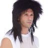 WESTBAY - Long black rocker wig with wild layers – 80s glam rock Halloween costume wig for men or women- Party Shop