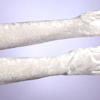 Long Gants De Velour Blanc Party Shop