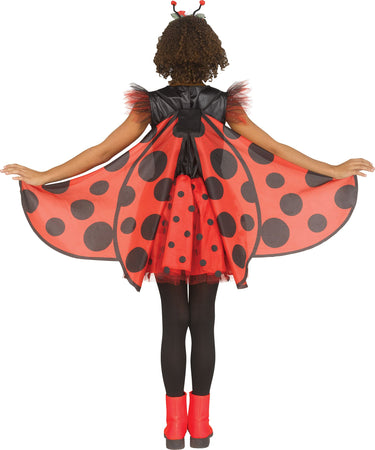 Love Bug costume for girls – red and black ladybug dress with soft wings and floral headband – perfect for Halloween or garden-themed parties - FunWorld - Party Shop