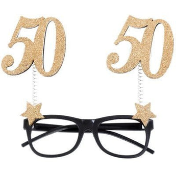 Lunettes Pailletées Or 50 Ans - Party Shop