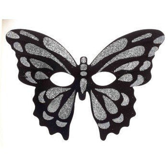 Masque De Papillon Noir Et Argent - Party Shop