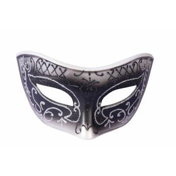 Masque Vénitien À Ruban - Noir & Argent Party Shop