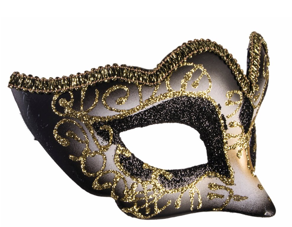 Masque Vénitien - Dégradé Noir Et Ruban Or Party Shop
