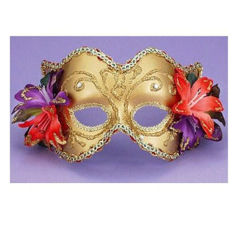 Masque Vénitien - Or Avec Fleurs Party Shop