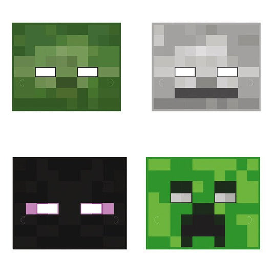 Unique - Masques De Papier (8Pc) - Pixel (Minecraft) - Party Shop