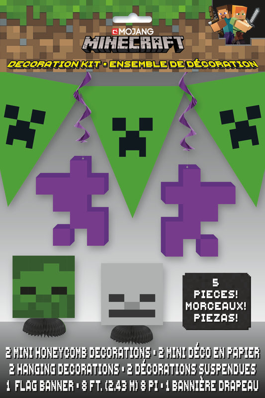 Set of 5 Minecraft Pixel-themed party decorations, perfect for birthday parties, gaming events, and themed celebrations. - Party shop - Unique