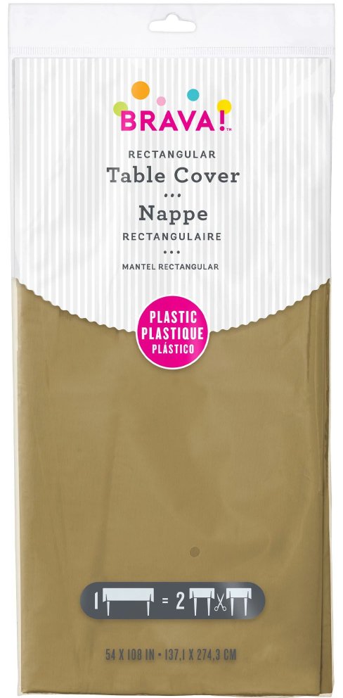 Nappe De Plastique Rectangulaire 54"X108" - Or Party Shop