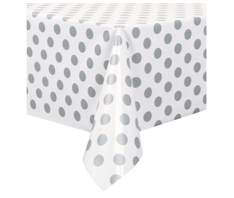 Nappe De Plastique Rectangulaire 54"X108" - Pois Blanc et noir Party Shop